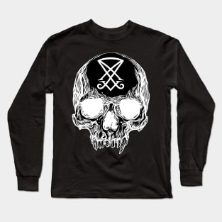 Human skull with Sigil of Lucifer Long Sleeve T-Shirt